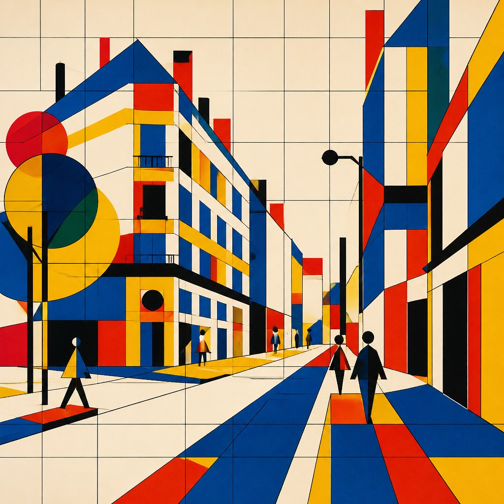 Bauhaus Geometric Art Style Transfer Example
