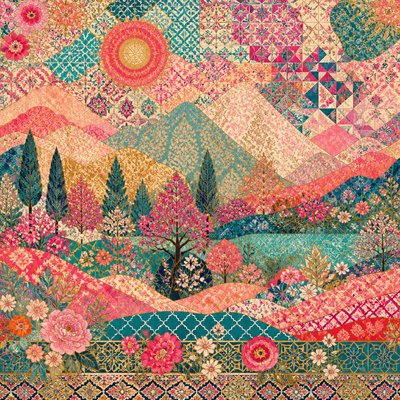 wide landscape with natural scenery — Pattern and Decoration Art Style