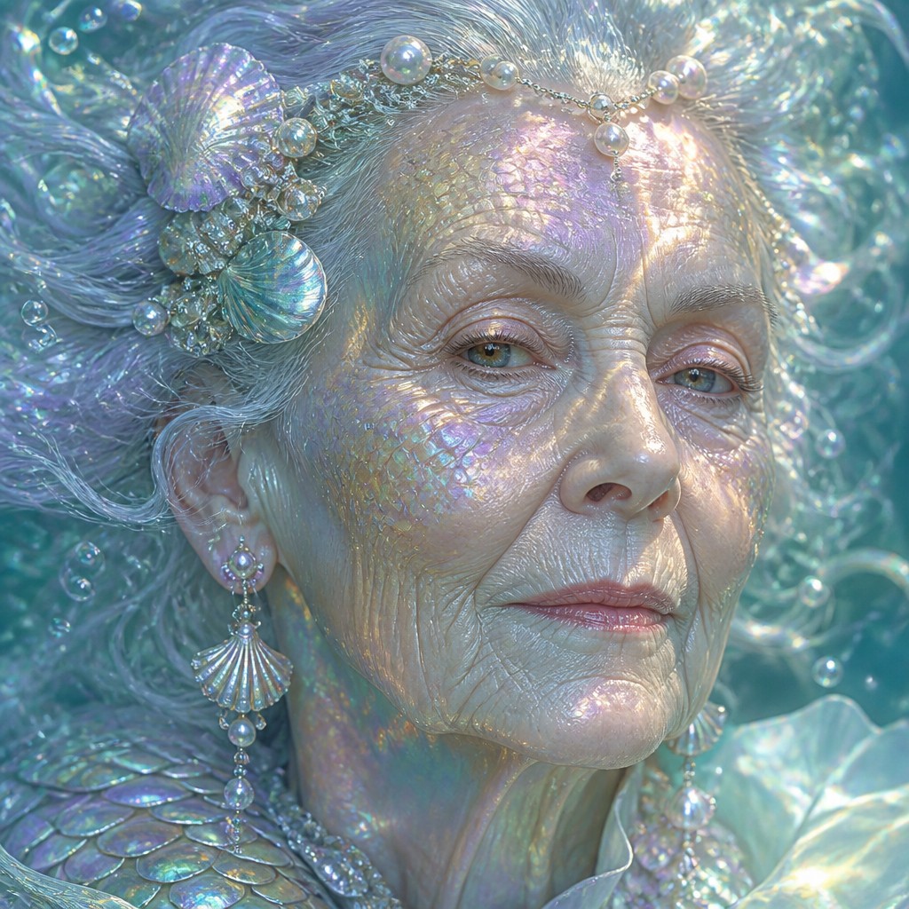close-up portrait of an elderly person with expressive weathered features — Mermaidcore Aesthetic