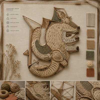 a picture of a picture of a dragon made out of yarn
