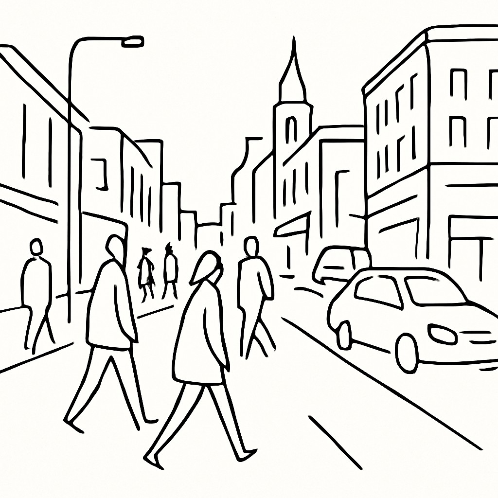 urban street with city activity