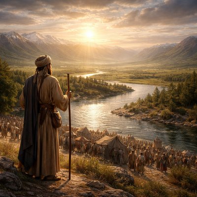 “Now after the death of Moses the servant of the LORD it came to pass, that the LORD spake unto Joshua the son of Nun, Moses' minister, saying, Moses my servant is dead; now therefore arise, go over this Jordan, thou, and all this people, unto the land which I do give to them, even to the children of Israel. Every place that the sole of your foot shall tread upon, that have I given unto you, as I said unto Moses. From the wilderness and this Lebanon even unto the great river, the river Euphrates, all the land of the Hittites, and unto the great sea toward the going down of the sun, shall be your coast.” (Joshua 1:1-4, KJV)
