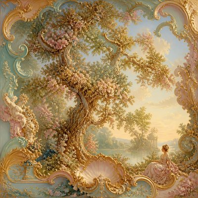 a tree in nature — Rococo Classical Art Style
