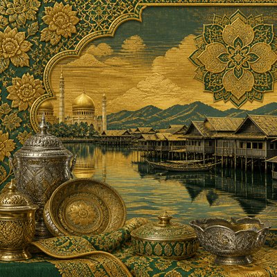 wide landscape with natural scenery — Bruneian Art Style