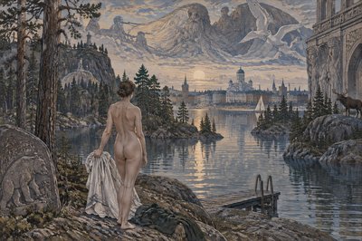 Helsinki athlete disrobing before swimming in the lake