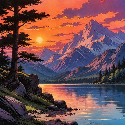 serene landscape with mountains and water