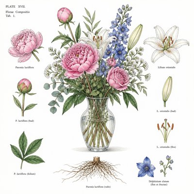bouquet of flowers in a glass vase