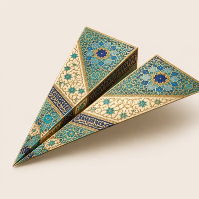 a paper plane, clean minimal composition on a plain background, no text