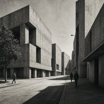 Brutalist Architecture Art Style Transfer Example