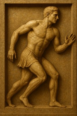 a statue of a man holding a tennis racquet