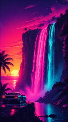 towering waterfall cascading down a cliff