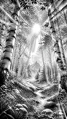 a serene birch forest in soft morning light, no people, no text