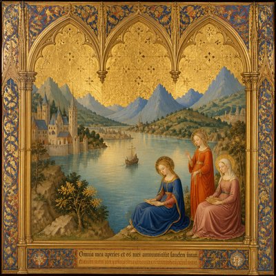 serene landscape with mountains and water