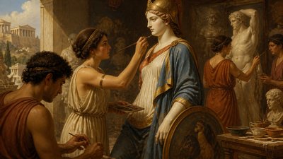 ancient greek artisans painting sculptures