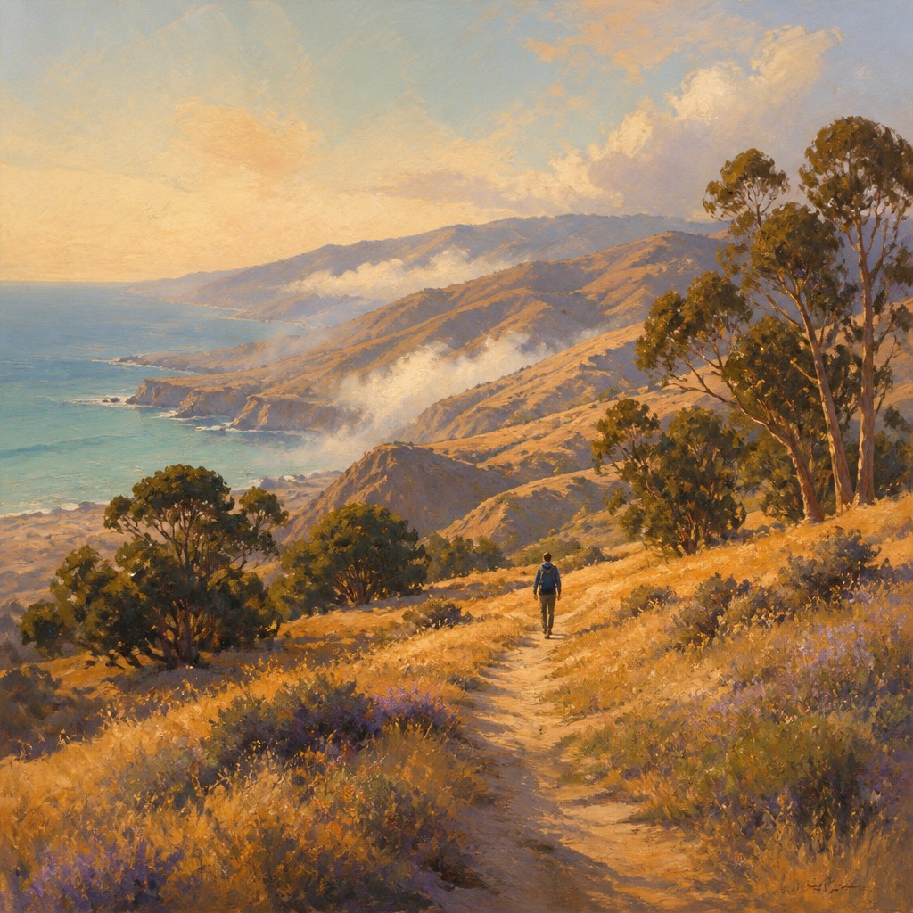 a solitary figure walking toward a glowing horizon across an empty plain, moody atmosphere, no text or lettering