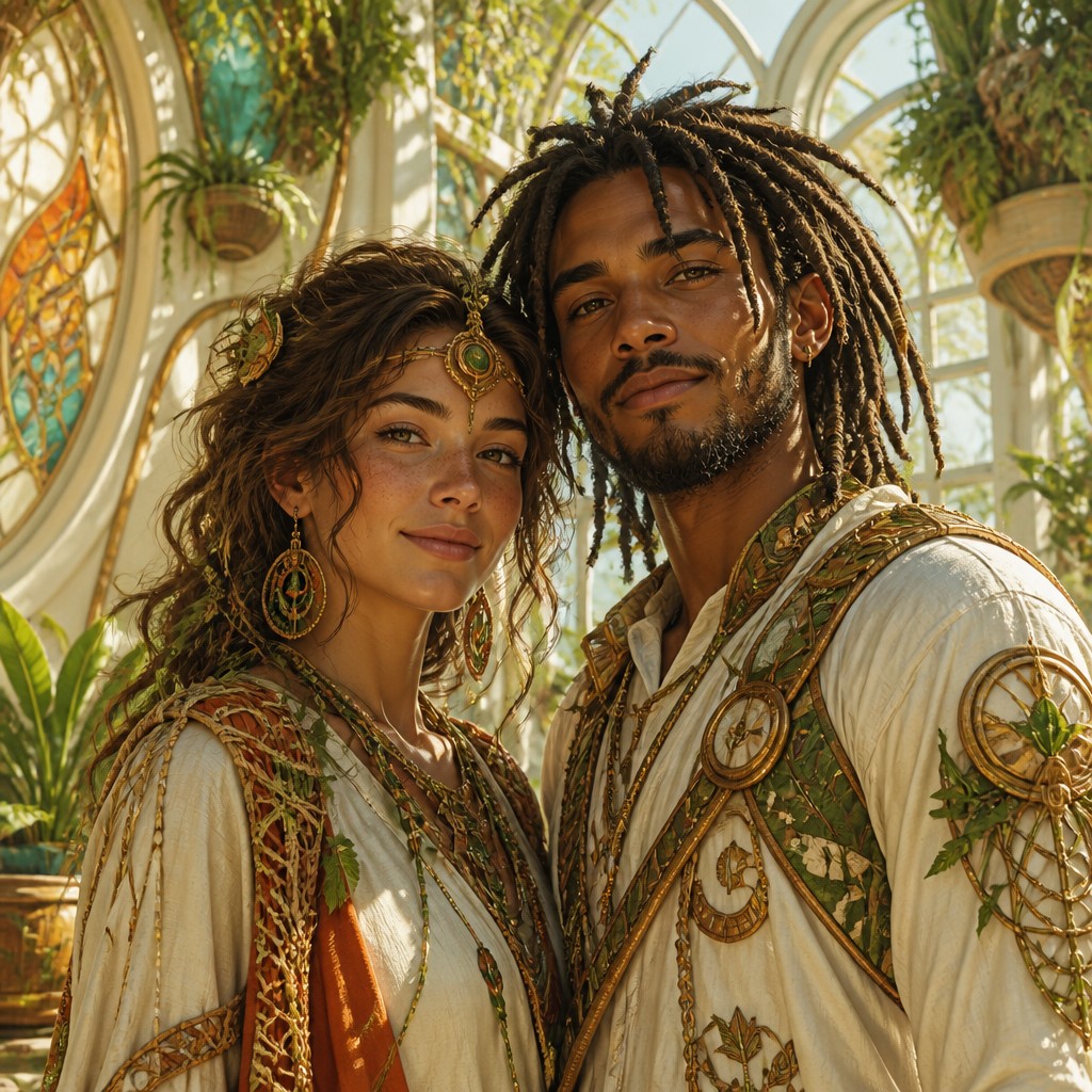 portrait of two people together — Solarpunk Aesthetic
