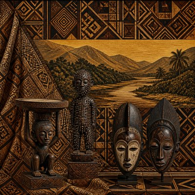 wide landscape with natural scenery — Congolese Art Style