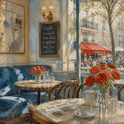 cozy cafe interior with warm lighting