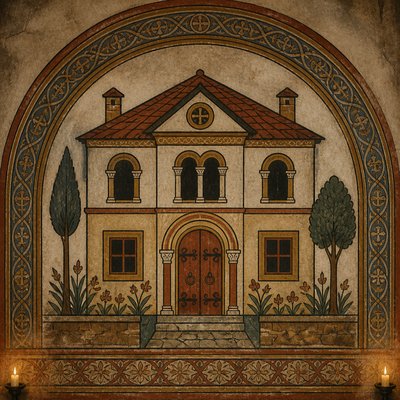 house with front view — Romanesque Art Style
