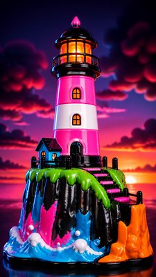 a lone lighthouse on a cliff at dusk under a dramatic sky, no text or lettering