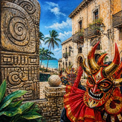 wide landscape with natural scenery — Dominican Art Style