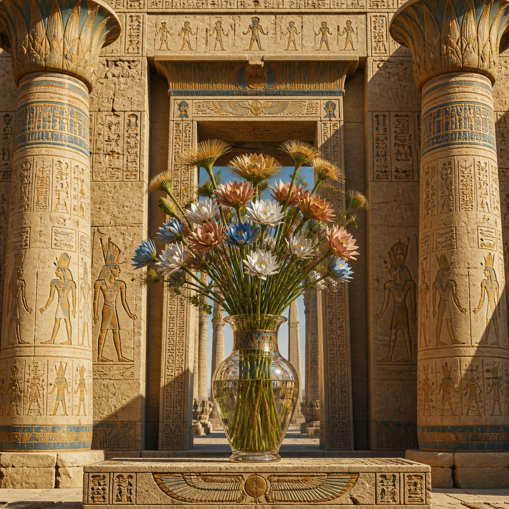 bouquet of flowers in a glass vase — Ancient Egyptian Architecture