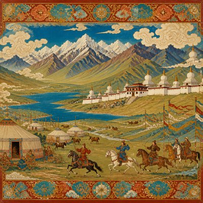 serene landscape with mountains and water
