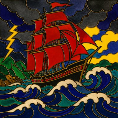 sailing ship on a stormy sea