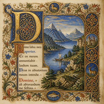 serene landscape with mountains and water