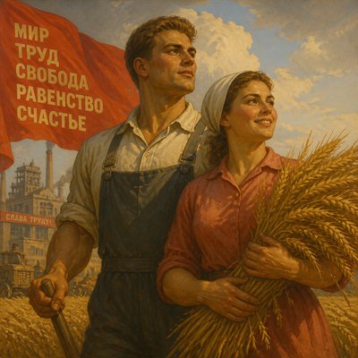 portrait of two people together — Socialist Realism Art Style