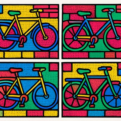 bicyle resting against a wall