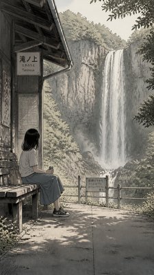 towering waterfall cascading down a cliff