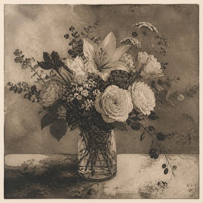 bouquet of flowers in a glass vase