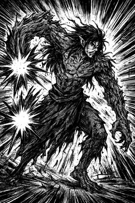 a drawing of a man with a tree on his back