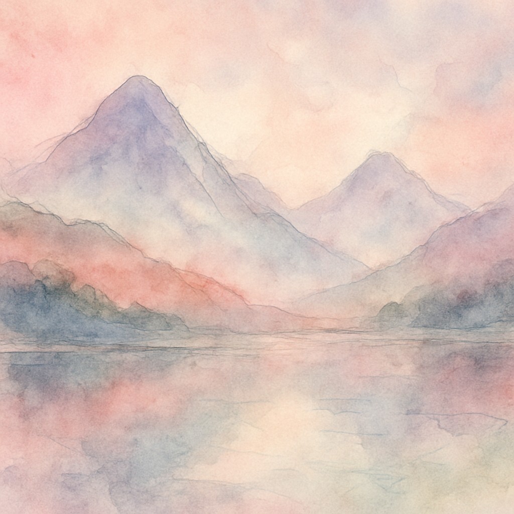 serene landscape with mountains and water