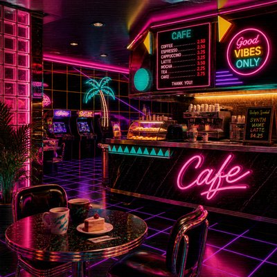 cozy cafe interior with warm lighting