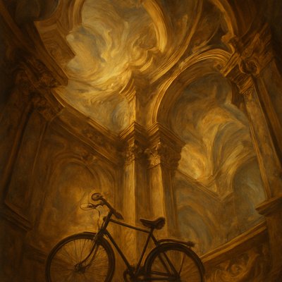 bicyle resting against a wall