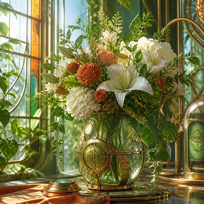 bouquet of flowers in a glass vase
