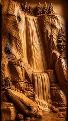 towering waterfall cascading down a cliff