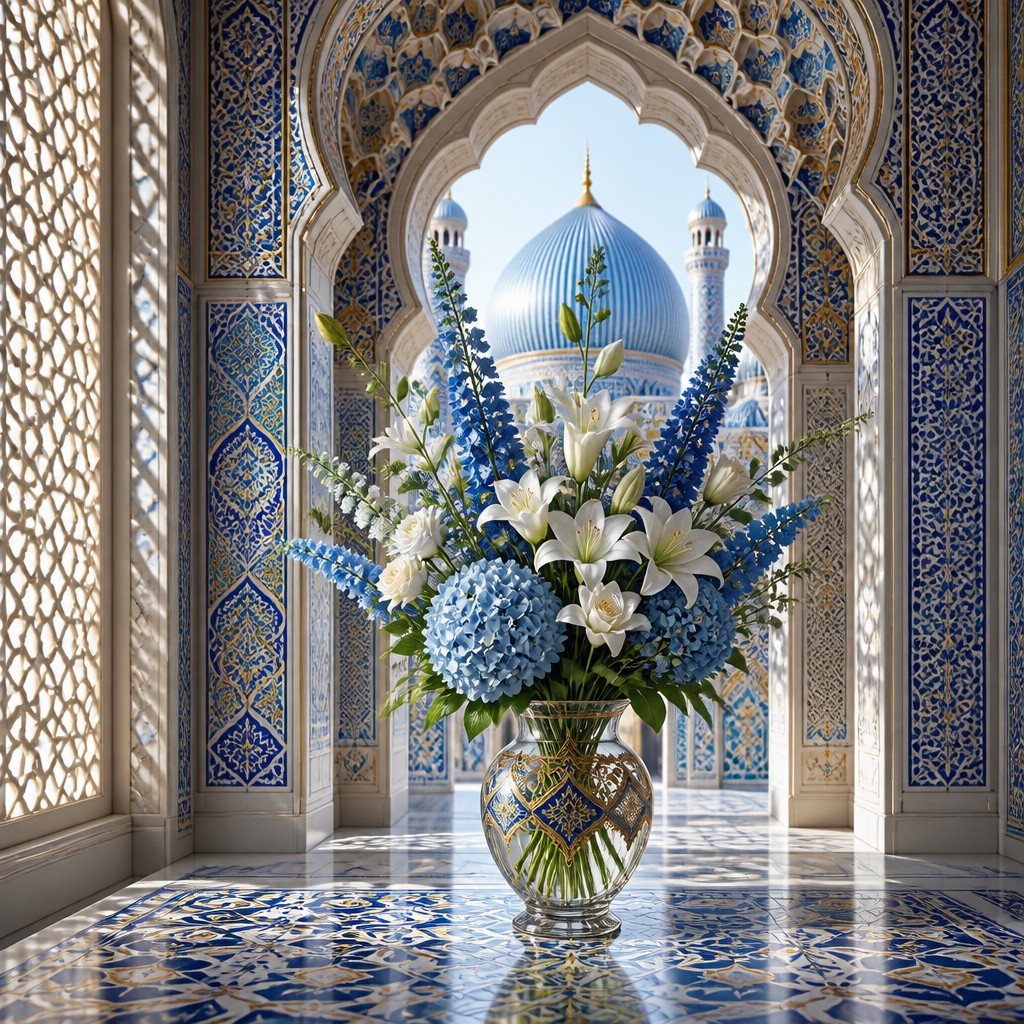 bouquet of flowers in a glass vase — Islamic Architecture