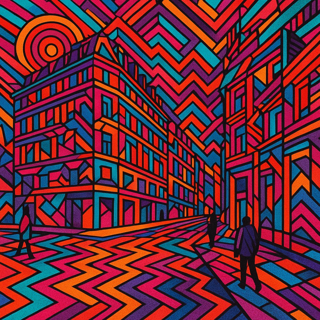 Retro Geometric Art Style Transfer Example