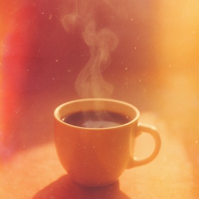 hot cup of coffee with steam