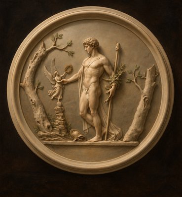 a statue of a man holding a staff