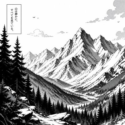 a mountain range above a pine valley, clear sky
