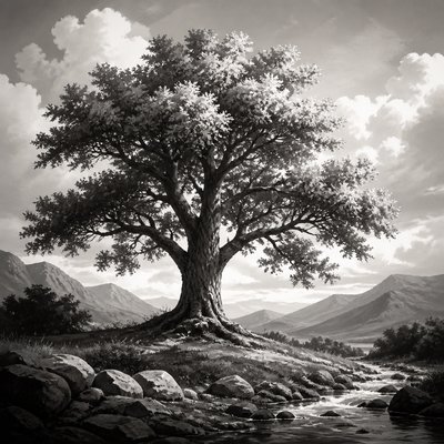 a tree in nature — Tone Art Style