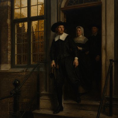house with front view — Amsterdam Golden Age Art Style
