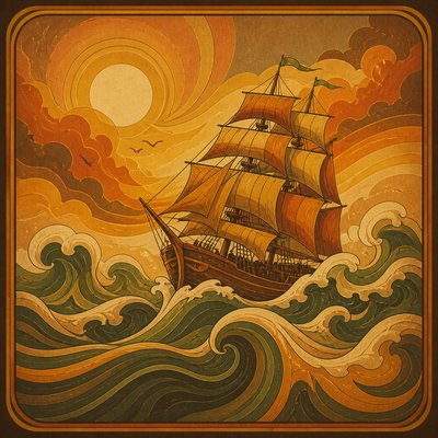 sailing ship on a stormy sea