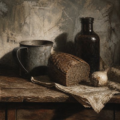 still life with everyday objects — Social Realism Art Style