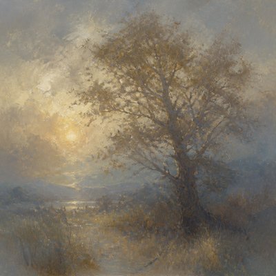a tree in nature — Atmospheric Impressionism Art Style
