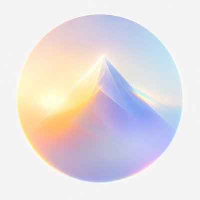 an emblem of a mountain peak inside a circle, simple bold shapes on a plain background, no text or lettering
